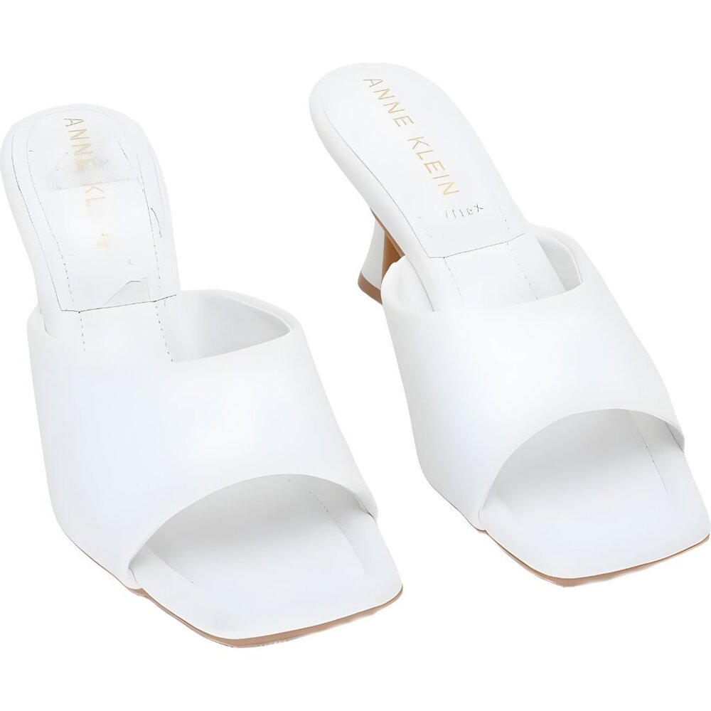 Anne Klein White Open-Toe Mule Sandals